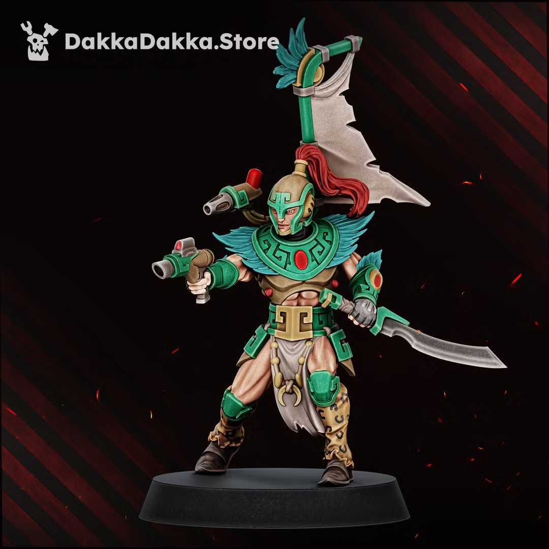 Individual Spacelair Stinging Blade warrior in a sweeping sword pose with feathered crest and ceremonial details.