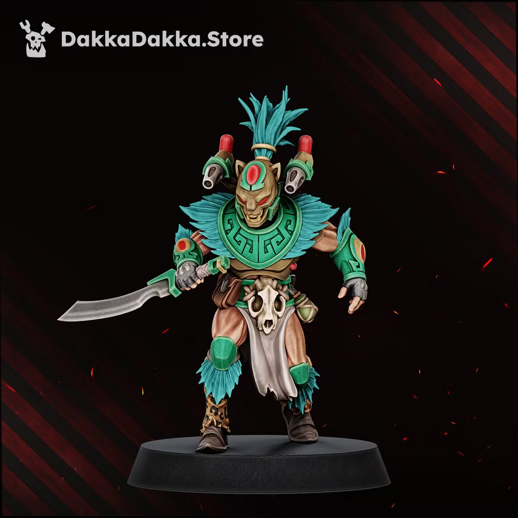 Individual Spacelair Stinging Blade warrior in a guarded blade stance with feathered crest and ornate armor.