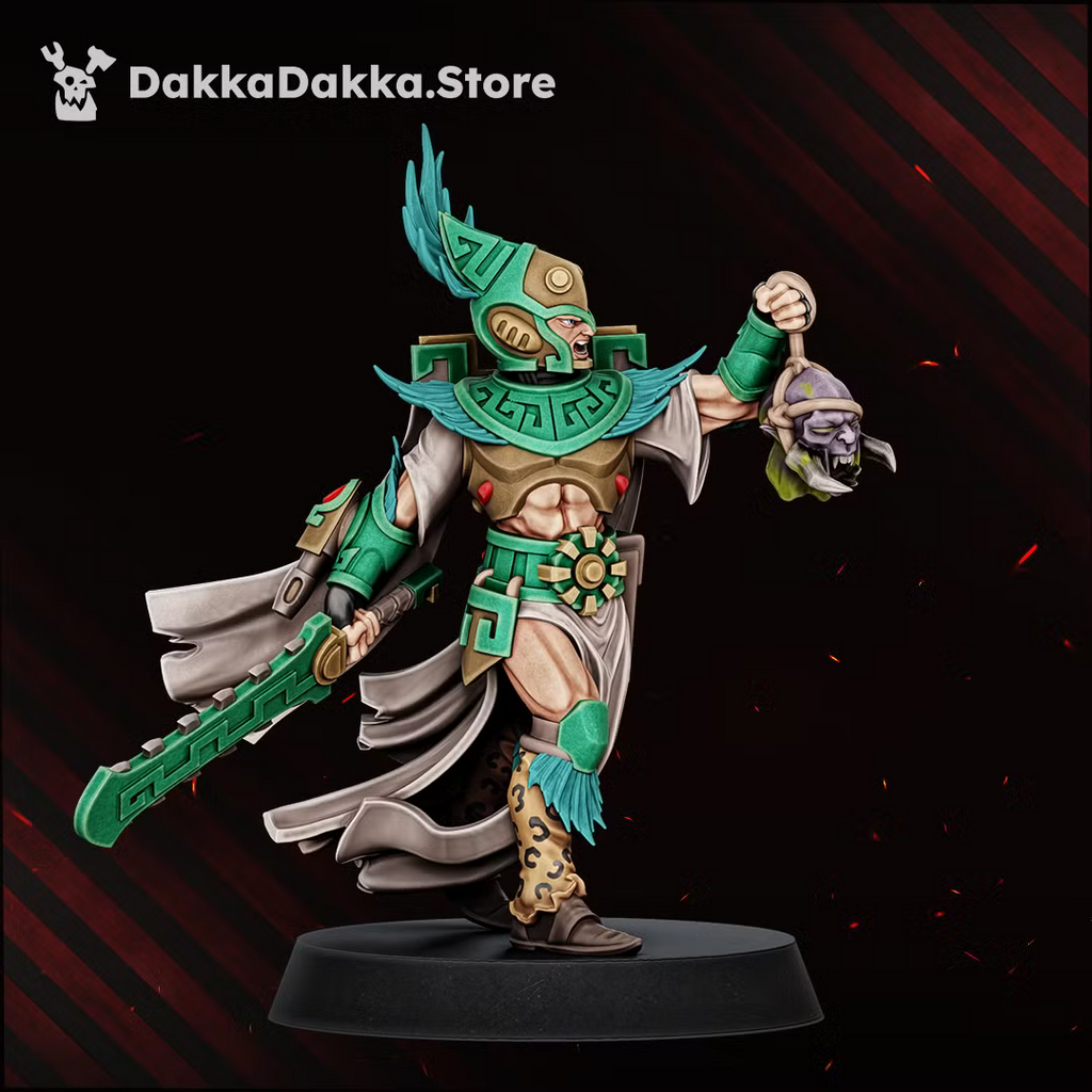 Individual Spacelair Stinging Blade warrior in an aggressive combat pose with curved blade and ritual armor.