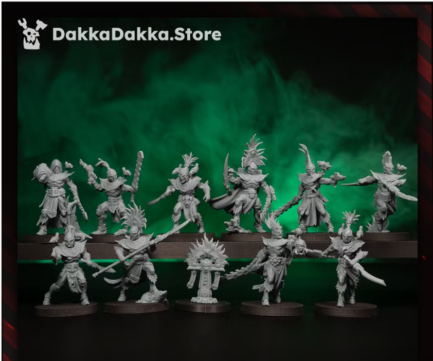Unpainted resin Spacelair Stinging Blades squad, showing the physical alien blade warriors before priming and paint.