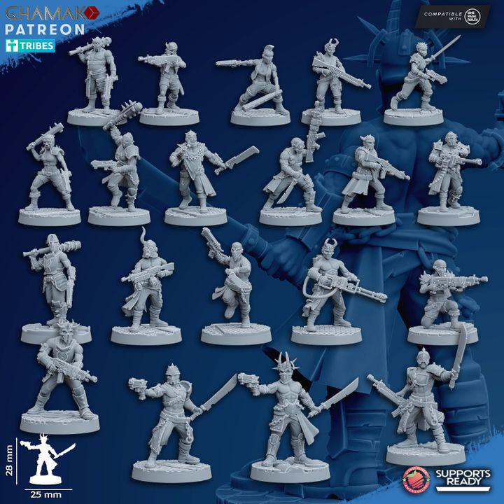 Standard cultists 28mm resin miniature preassembled squad of 20 by Ghamak