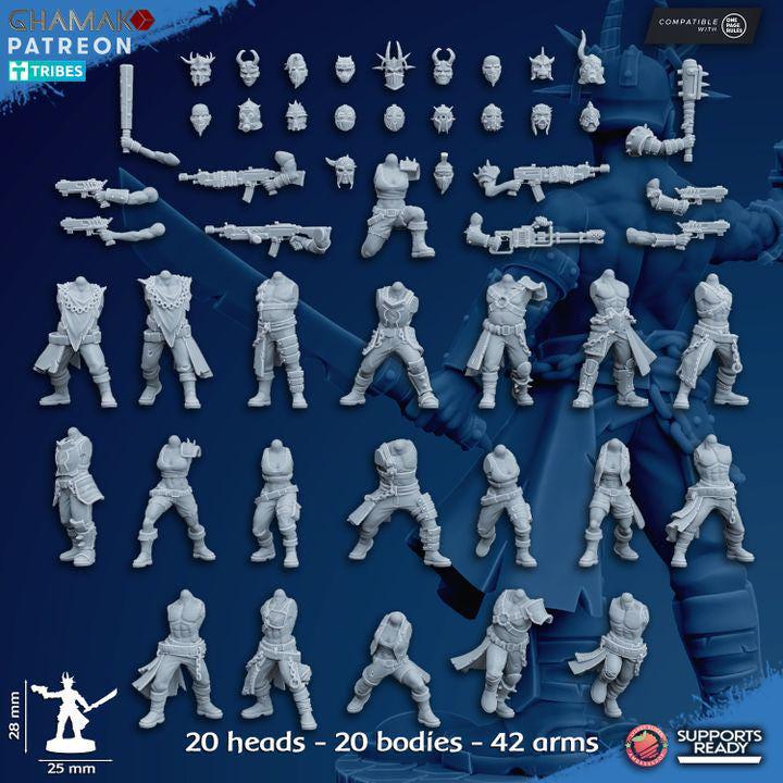 Standard cultists 28mm resin miniature bits  squad of 20 by Ghamak