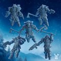Group shot of five assembled Tempest Wolves Squad models by DakkaDakka showing the full modular Stormbringers squad with varied poses and weapons.