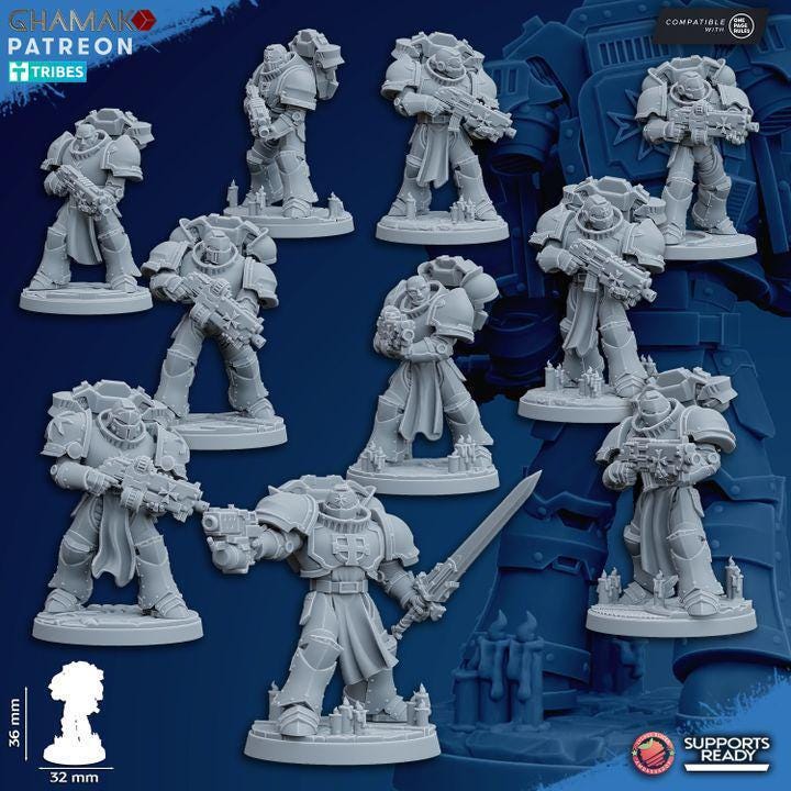 Temple Militum Squad of 10 32mm resin miniature squad by Ghamak