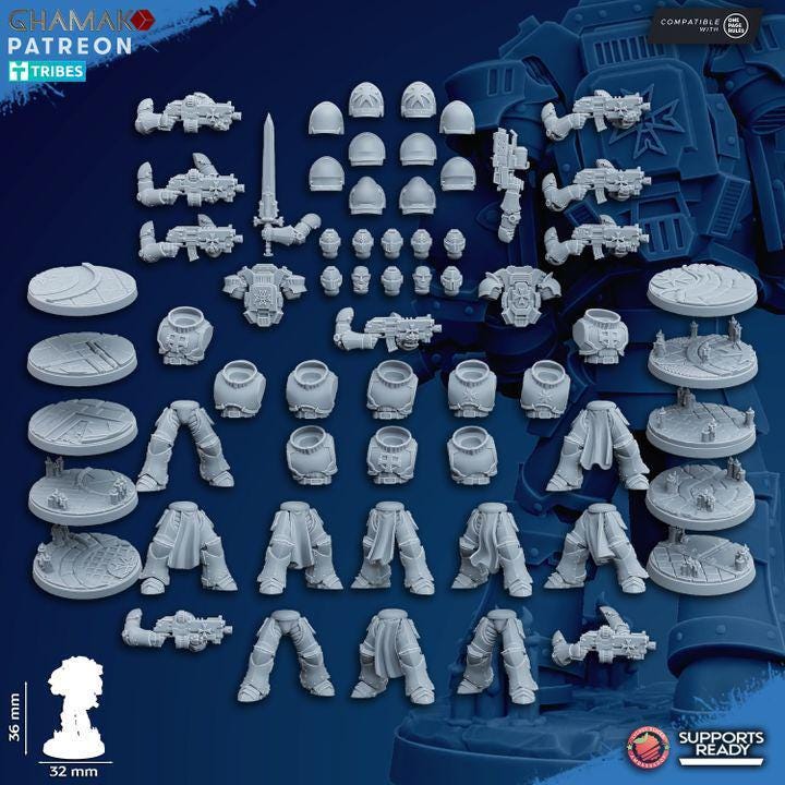 Temple Militum bits 32mm resin miniature squad by Ghamak