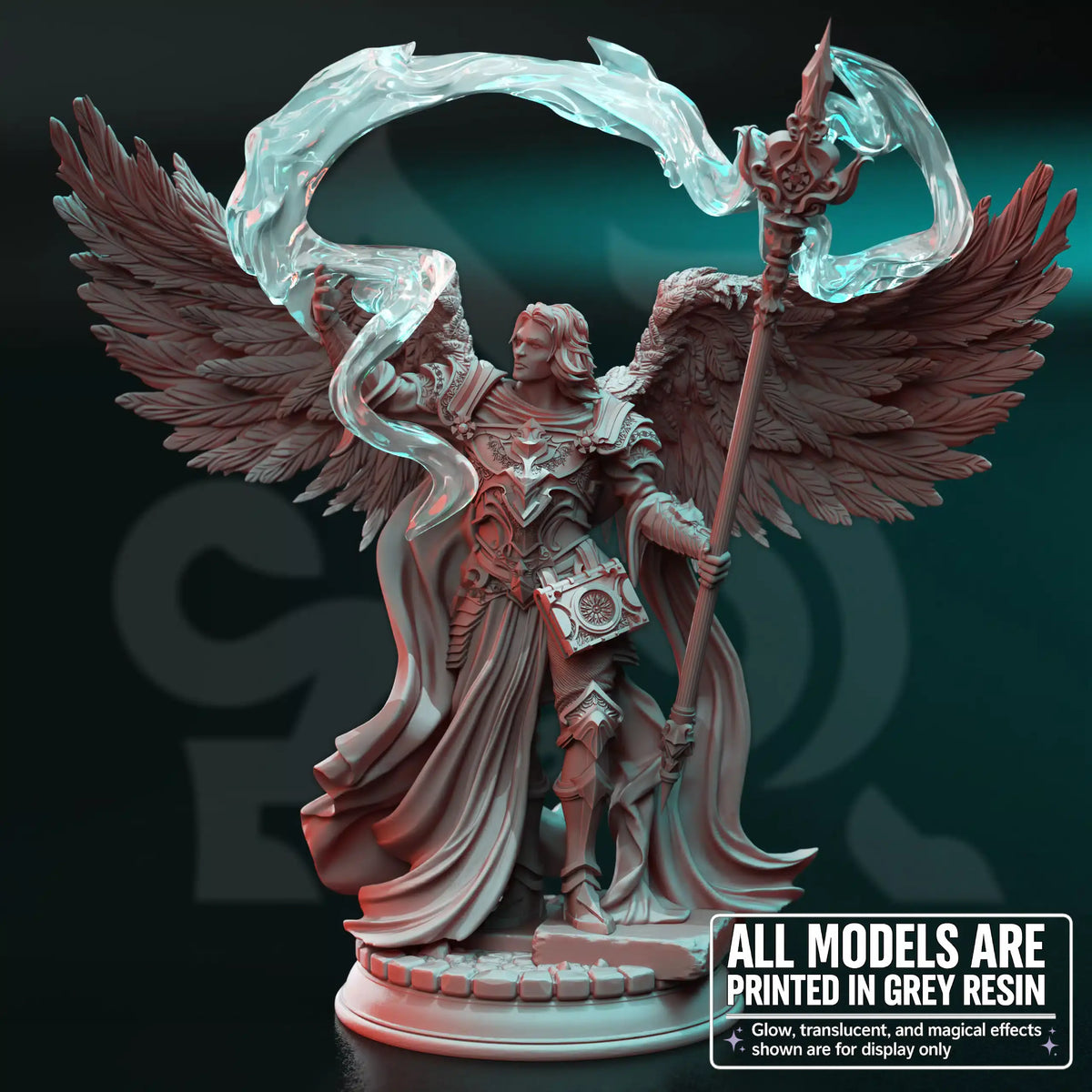 Tharavës The Wise Warrior celestial cleric paladin sorcerer miniature by DM Stash, resin printed fantasy tabletop RPG NPC.