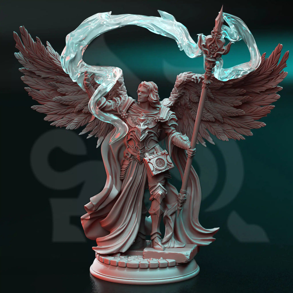 Tharavës The Wise Warrior celestial cleric paladin sorcerer miniature by DM Stash, resin printed fantasy tabletop RPG NPC.