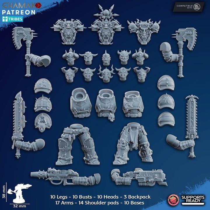 Traitor Melee Militum 32mm resin miniature bits by Ghamak