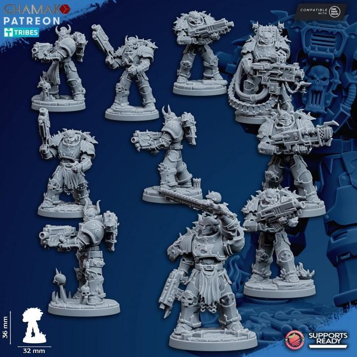 Traitor Militum Squad of 10 32mm resin miniature squad by Ghamak