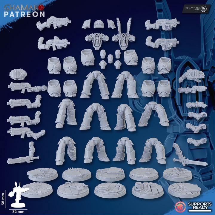 Vengeful Angel Militum 32mm resin miniature bits by Ghamak