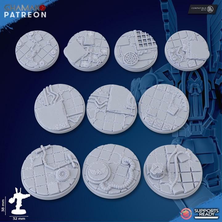 Vengeful Angel Militum 32mm resin miniature bases by Ghamak