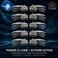 Ten oceanic power claw resin bits by Atlan Forge, shown as five matching pairs for 32mm-scale sci-fi miniature conversions.