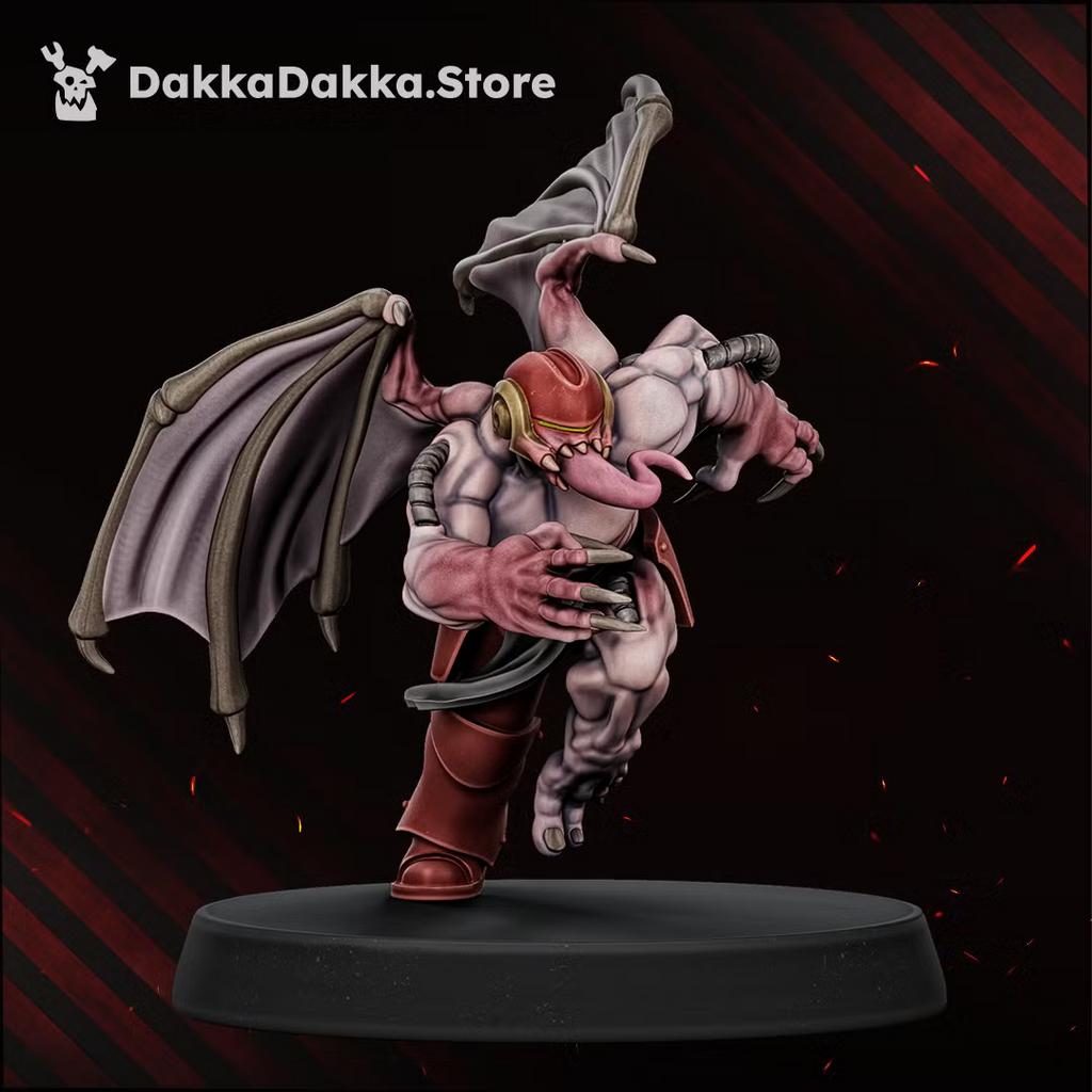Individual winged Vortex-Blessed warrior with mutated body details and ritual armor.
