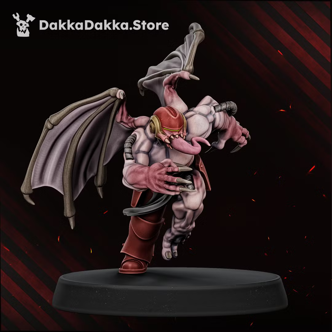 Individual winged Vortex-Blessed warrior with mutated body details and ritual armor.