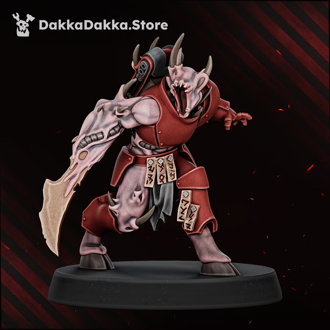 Individual Vortex-Blessed warrior wielding a large bladed weapon, with warped armor and mutated features.
