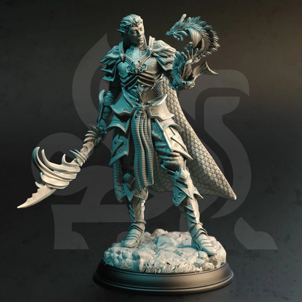Vyndira Spellblade of Wrath elf fighter sorcerer miniature by DM Stash, resin printed arcane warrior NPC for fantasy tabletop RPGs.