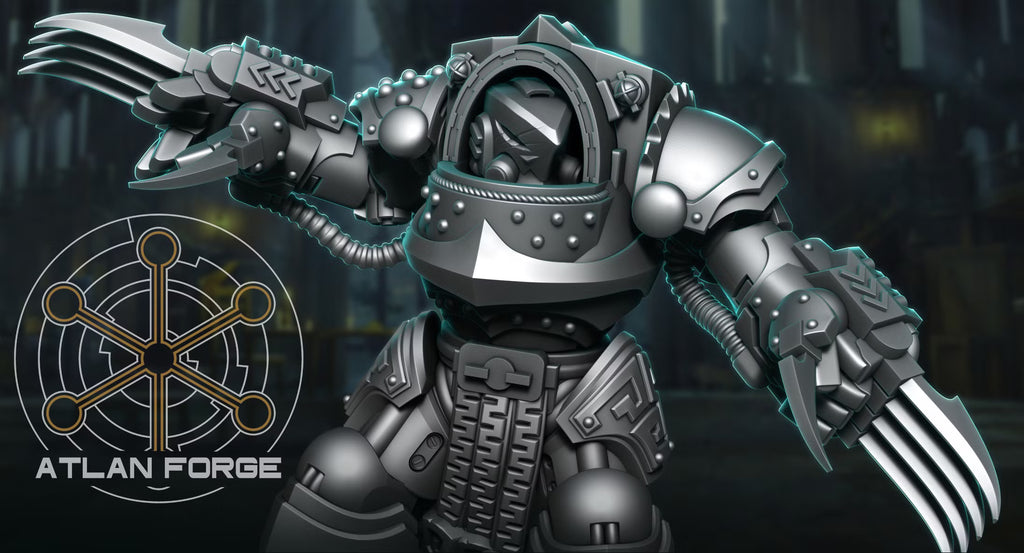 Close-up of a Wai Toa Roroa Giant with modular sword and armored gauntlet