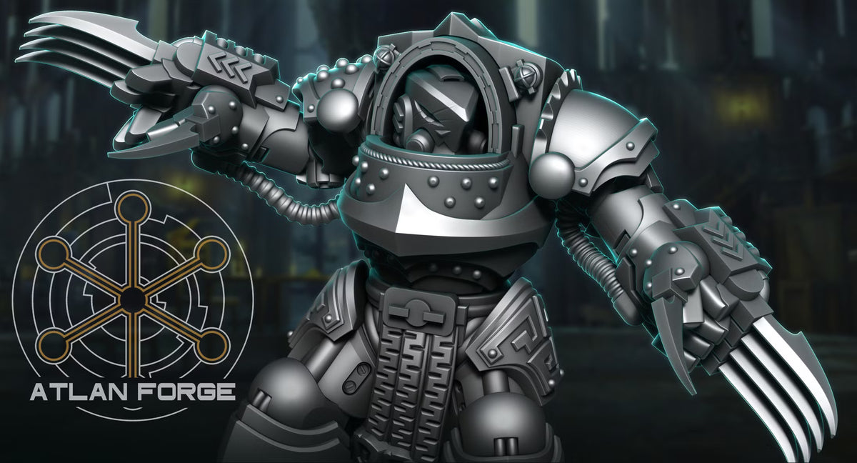 Close-up of a Wai Toa Roroa Giant with modular sword and armored gauntlet