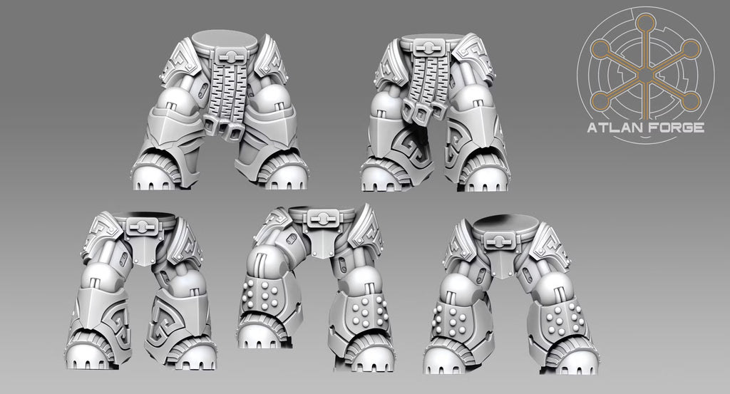 Five interchangeable armored leg designs for Wai Toa Roroa Giants