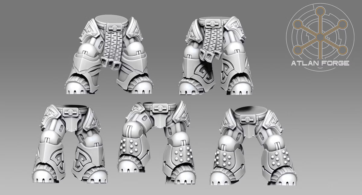 Five interchangeable armored leg designs for Wai Toa Roroa Giants
