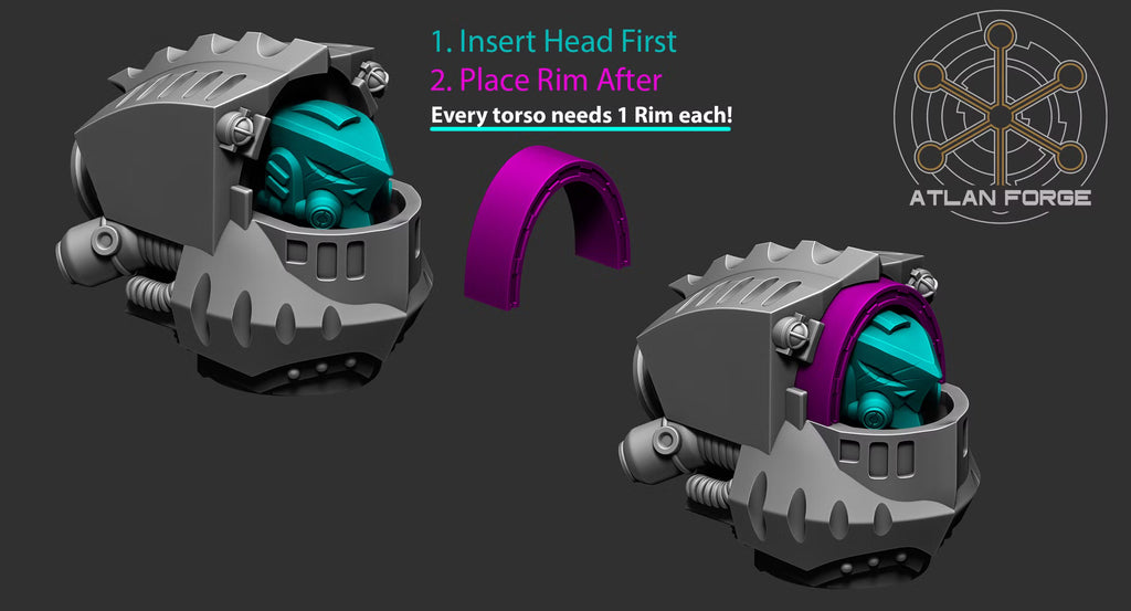 Modular helmet and torso assembly guide for Wai Toa Roroa Giants