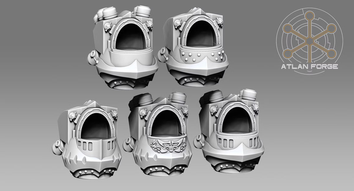 Five modular armored torso designs for Wai Toa Roroa Giants