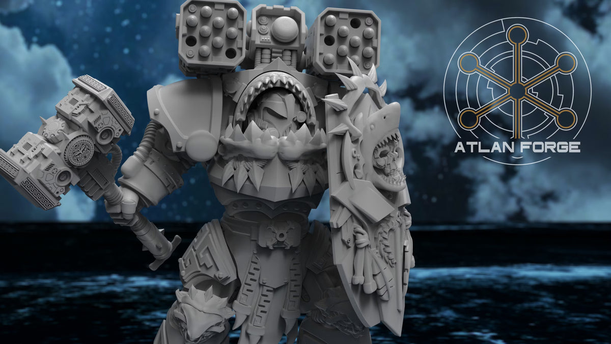 Wai Toa Roroa Reinforcement with power hammer, ornate shield, and shoulder-mounted missile system.