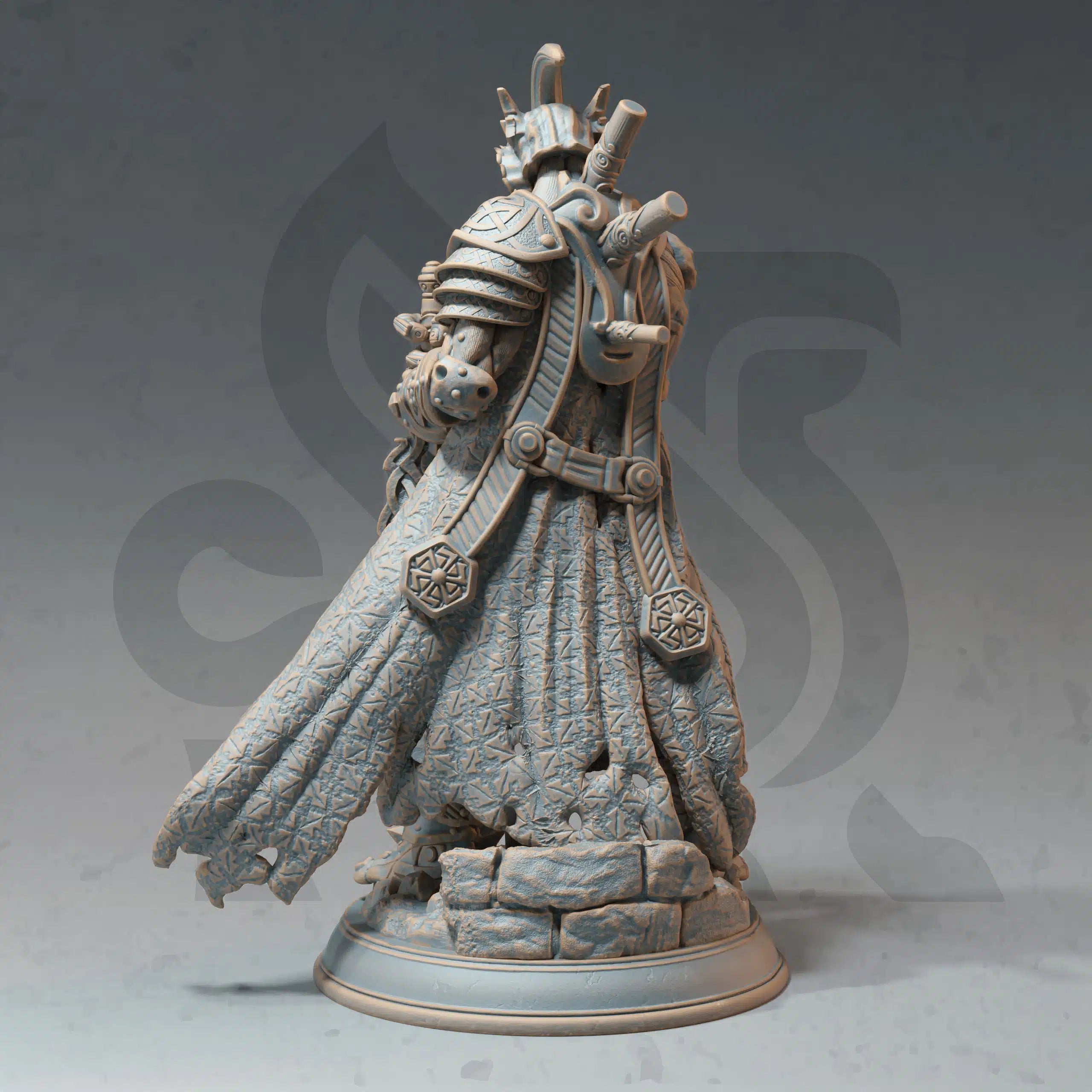 Rear view of Wreathe Headmaster’s Assistant automaton miniature by DM Stash, showing armored construct details and tabletop RPG base.