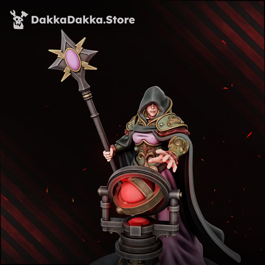 Alternate close-up view of Guide Master showing robes, staff, and celestial apparatus