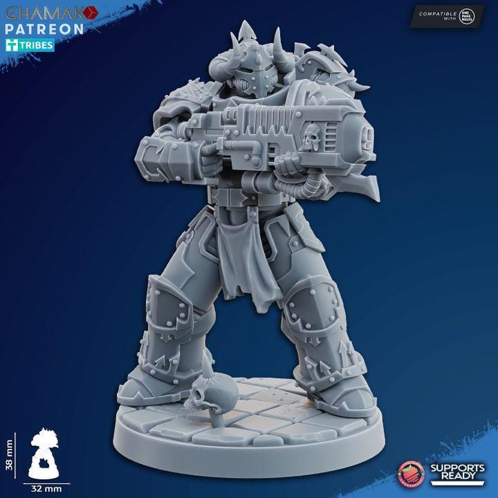 Traitor Melee Militum 32mm resin miniature squad by Ghamak
