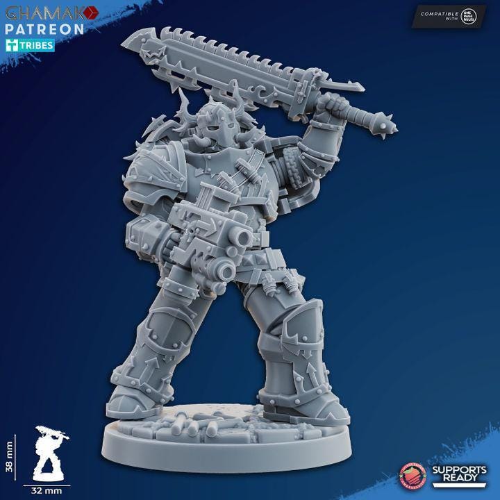 Traitor Melee Militum 32mm resin miniature squad by Ghamak