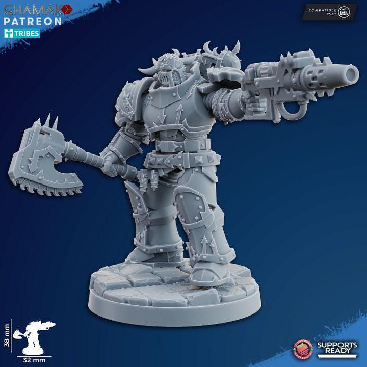 Traitor Melee Militum 32mm resin miniature squad by Ghamak