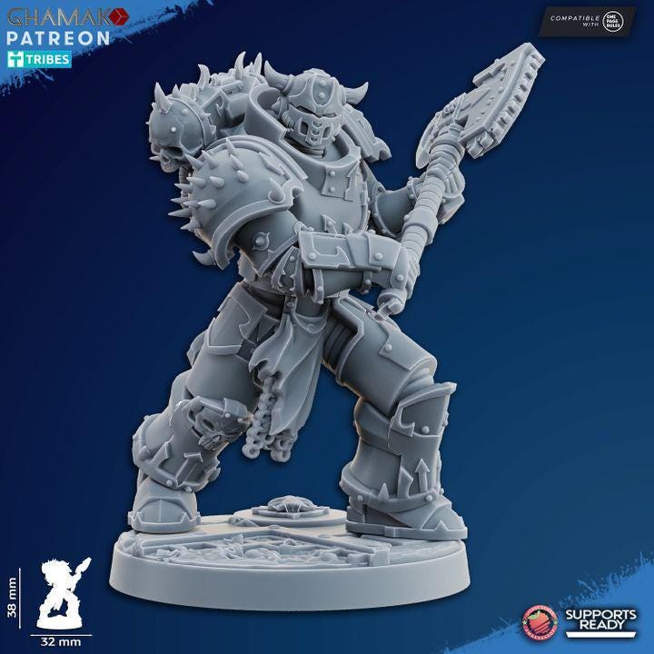 Traitor Melee Militum 32mm resin miniature squad by Ghamak