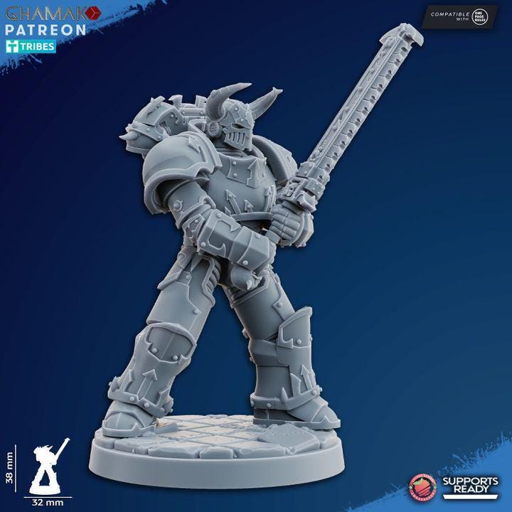 Traitor Melee Militum 32mm resin miniature squad by Ghamak