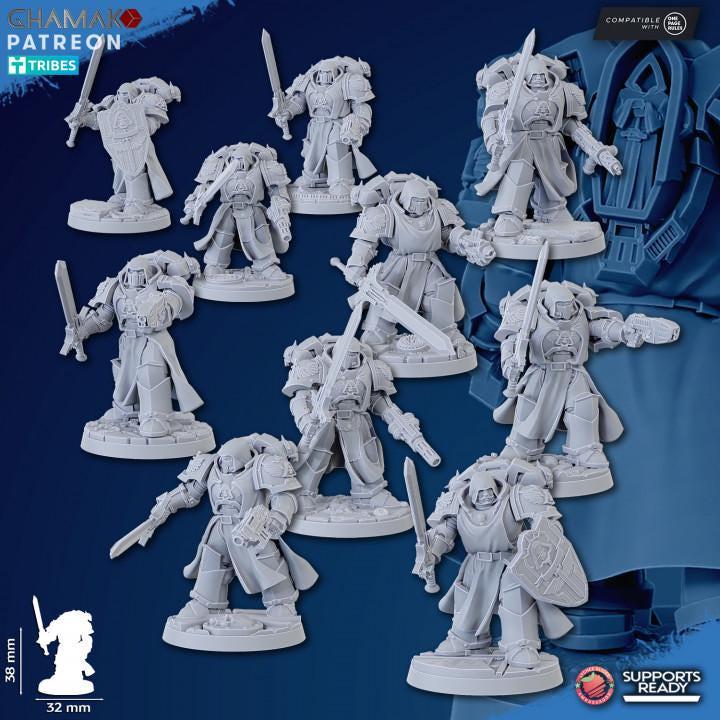 Vengeful Angels Veterans - Escuadra de 5 con peanas de 40mm - GHAMAK