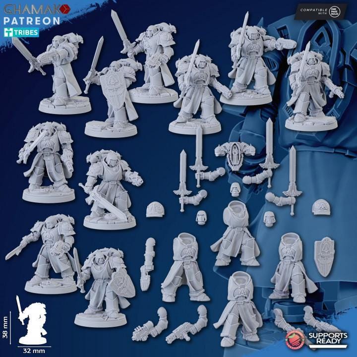 Vengeful Angels Veterans - Escuadra de 5 con peanas de 40mm - GHAMAK