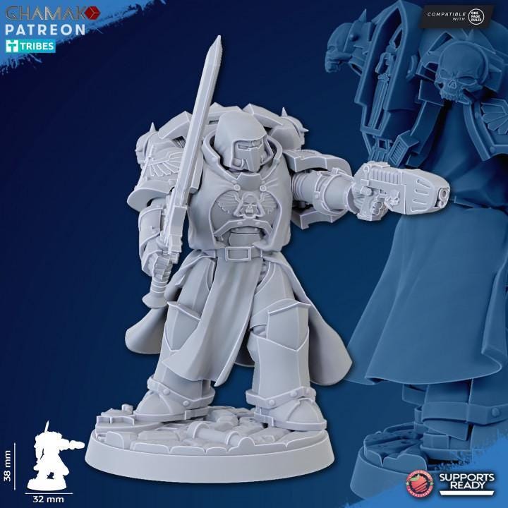 Vengeful Angels Veterans - Escuadra de 5 con peanas de 40mm - GHAMAK