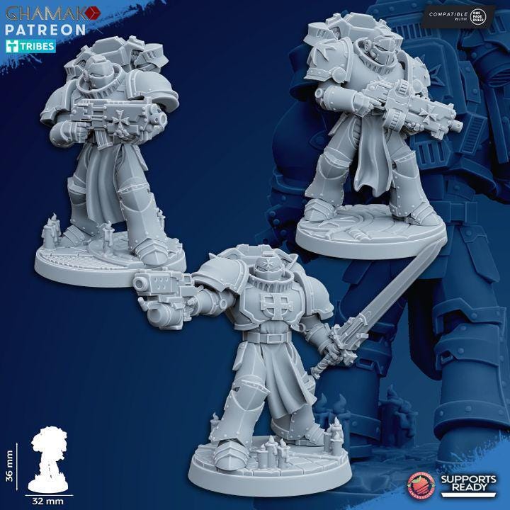 Temple Militum Squad of 10 32mm resin miniature squad by Ghamak