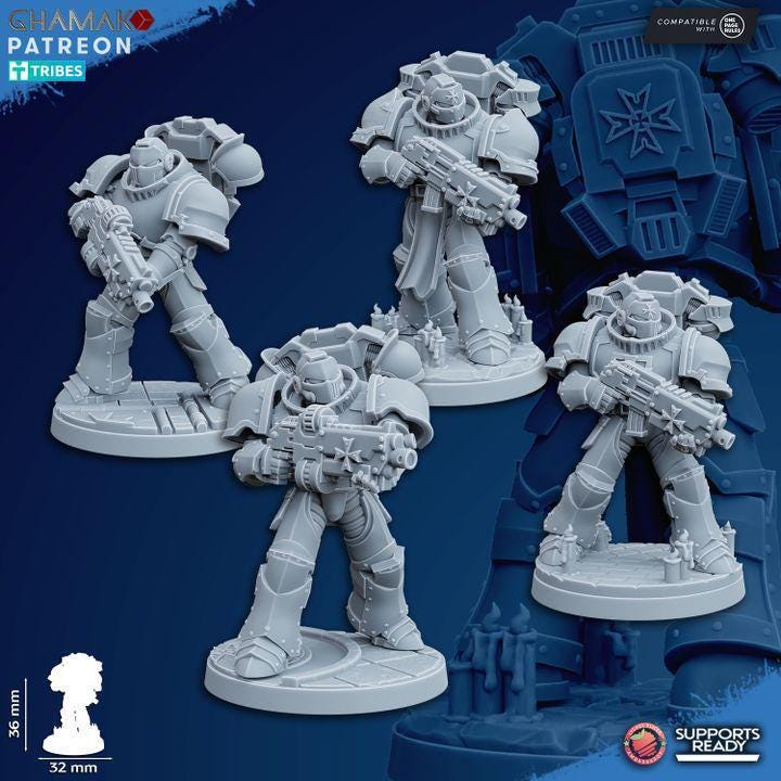 Temple Militum Squad of 10 32mm resin miniature squad by Ghamak