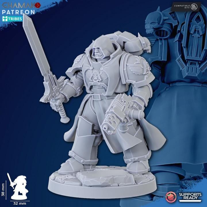 Vengeful Angels Veterans - Escuadra de 5 con peanas de 40mm - GHAMAK