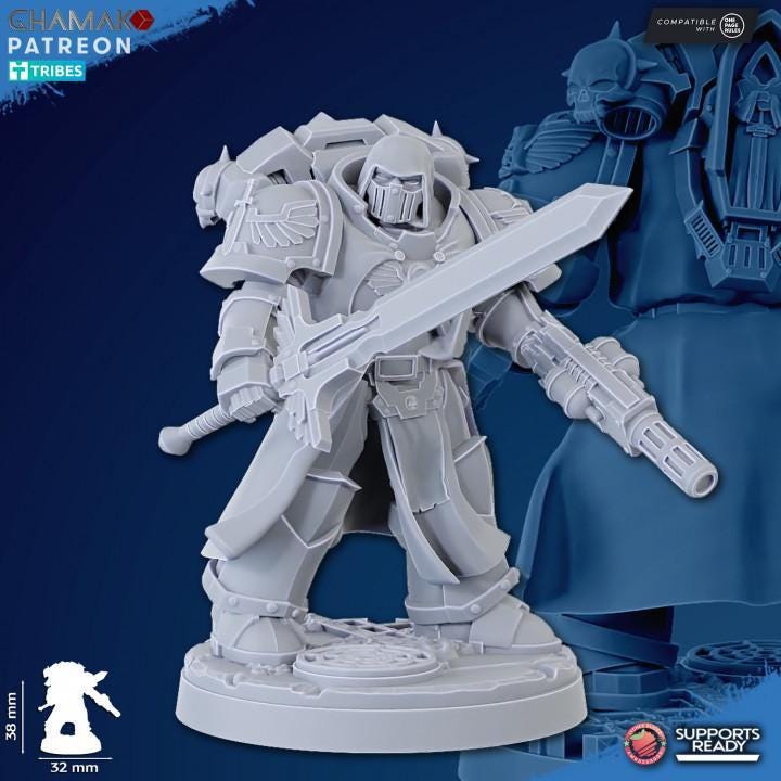 Vengeful Angels Veterans - Escuadra de 5 con peanas de 40mm - GHAMAK