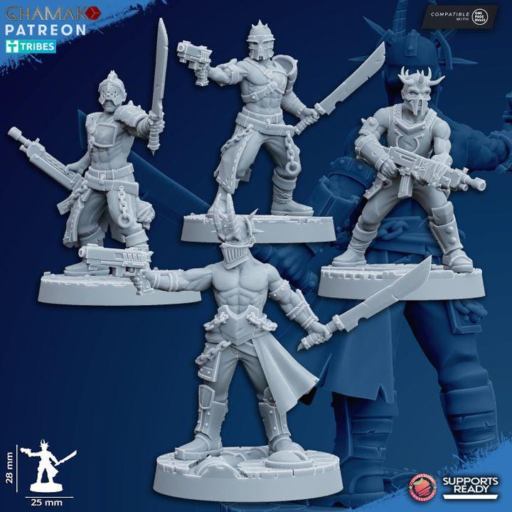 Standard cultists 28mm resin miniature preassembled squad of 20 by Ghamak