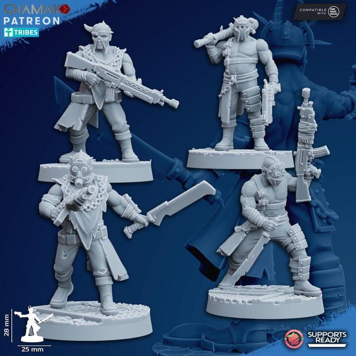 Standard cultists 28mm resin miniature preassembled squad of 20 by Ghamak