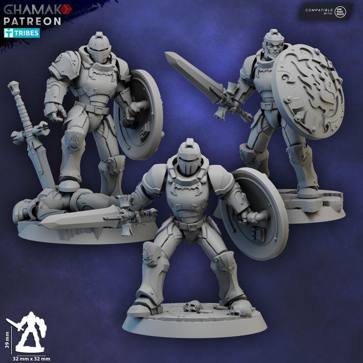 Sacred Heart Melee Militum 32mm resin miniature squad by Ghamak
