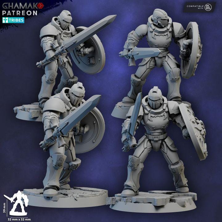 Sacred Heart Melee Militum 32mm resin miniature squad by Ghamak
