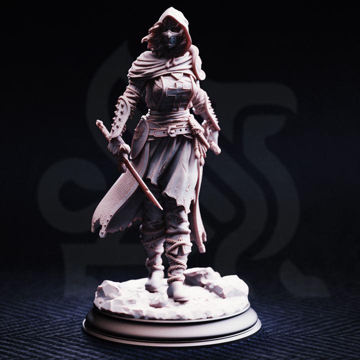 Female Human Rogue Assassin Miniature - Delyna ro Unviel - DM Stash