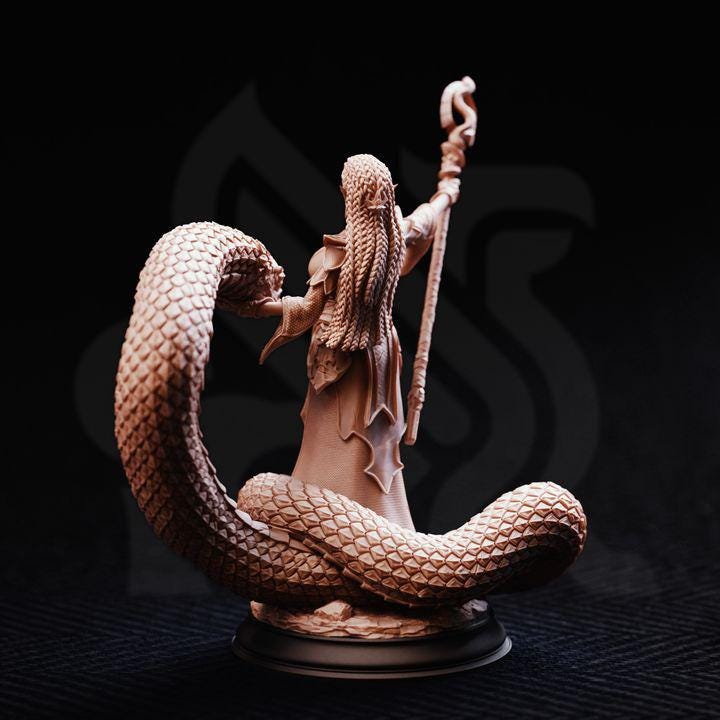 Female Elf Sorcerer Miniature - Zarya, Sun Elf Snake Sorceress - DM Stash