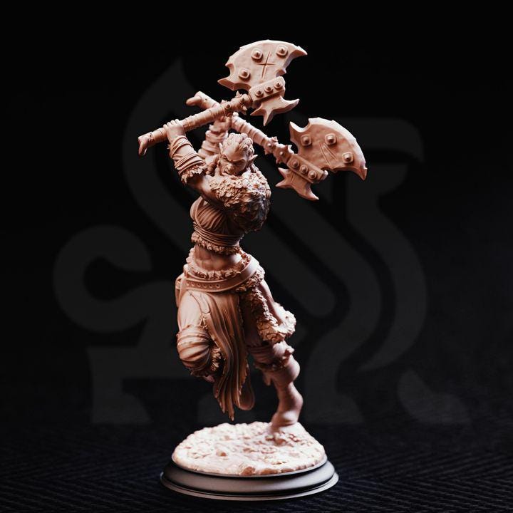 Female Half-Orc Barbarian Miniature - Tekrana of the Bloodfangs - DM Stash
