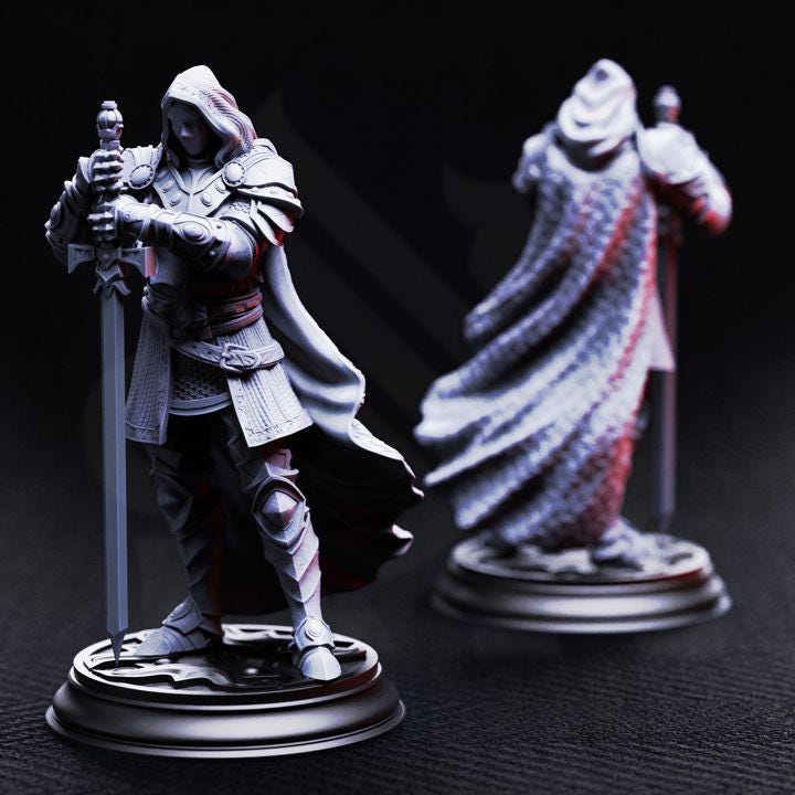 Human Paladin Miniature - Visage, Faceless Knight  - DM Stash