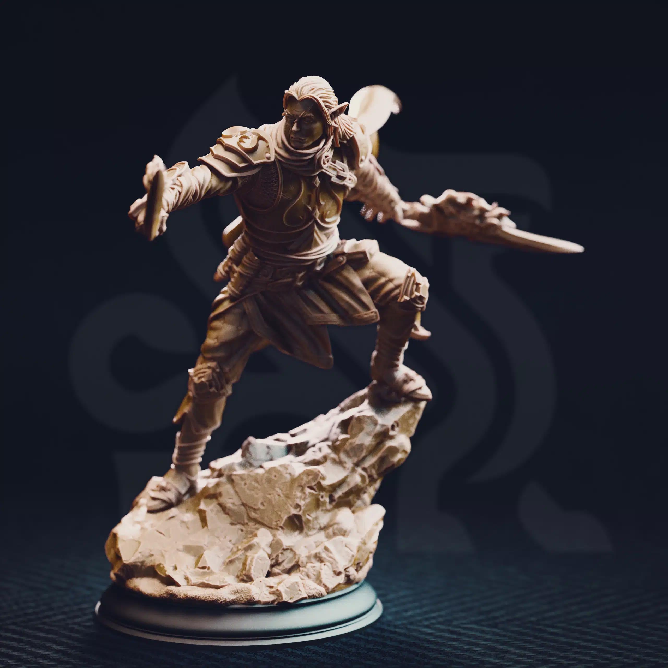 Elf Paladin Fighter Miniature - Reyvith the Valiant, Valadhar Veteran - DM Stash